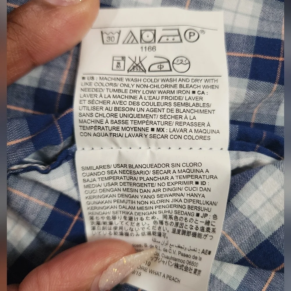 Old Navy Boys Navy Gingham Long Sleeves Shirt, sz XS (5)